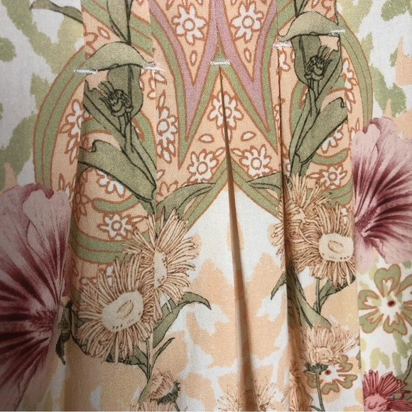 Soft Surroundings Tunic Floral Large Multicoloured Short Sleeves Pleated Blouse - Picture 4 of 10